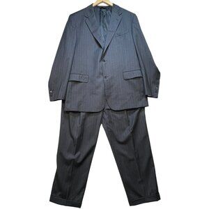 Jos. A. Bank Mens 2-Button Blazer Pleat Front Pant Wool 2-Piece Suit Sz 46L Gray